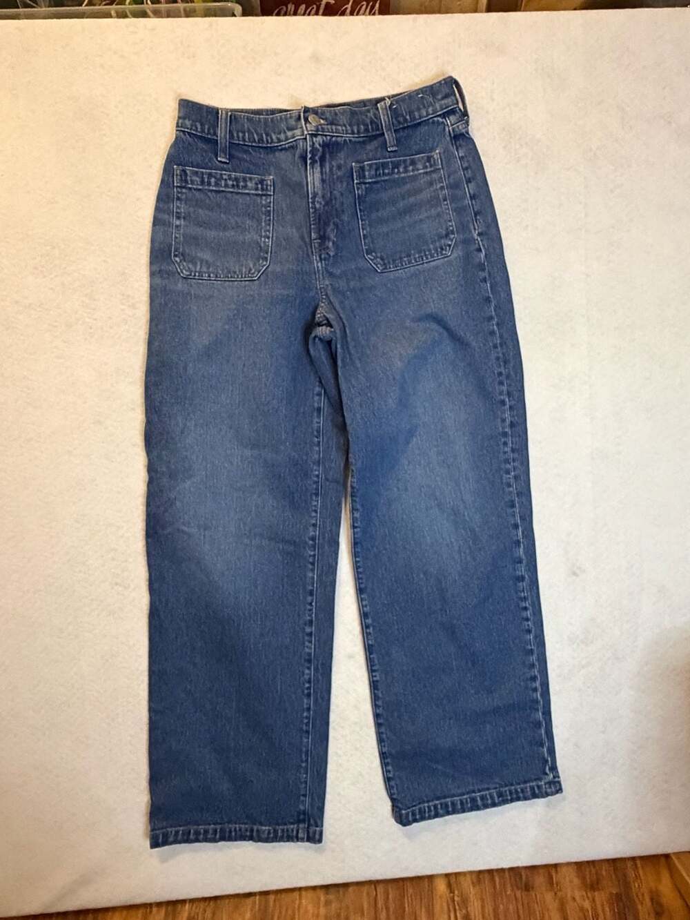 Madewell The Perfect Vintage Wide-Leg Patch Pocket Jeans in Edgerly Wash size 28